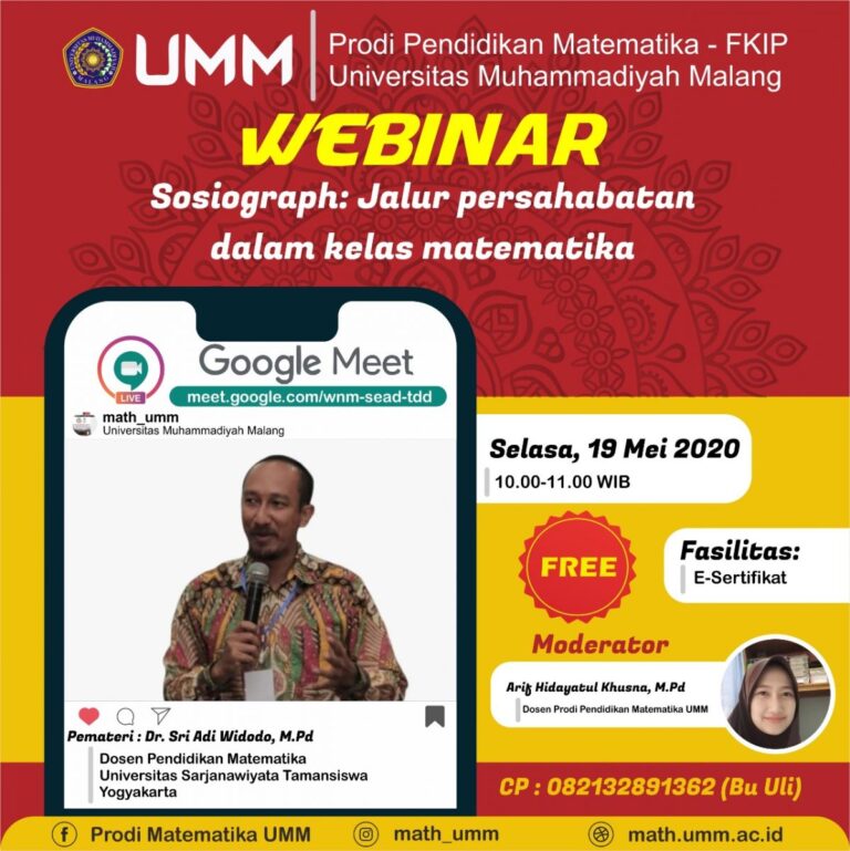 Sosiograph dalam Pembelajaran Matematika: Webinar Math Hari Pertama Sukses Dilaksanakan