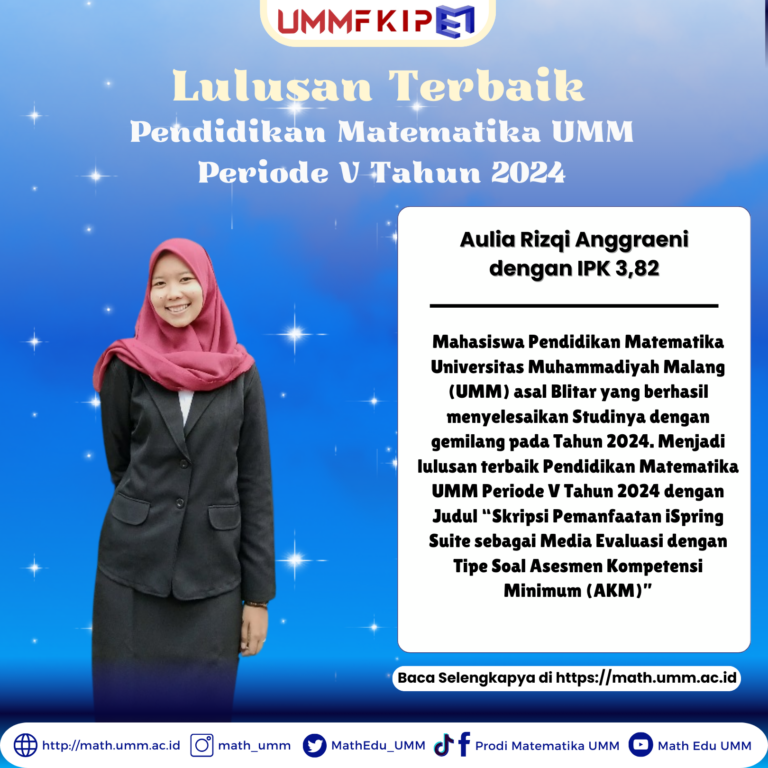 Aulia Rizqi Anggraeni, Lulusan Terbaik Pendidikan Matematika UMM Periode V Tahun 2024
