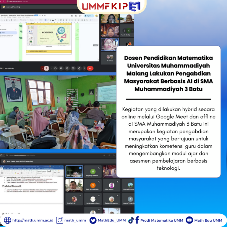 Dosen Pendidikan Matematika Universitas Muhammadiyah Malang Lakukan Pengabdian Masyarakat Berbasis AI di SMA Muhammadiyah 3 Batu