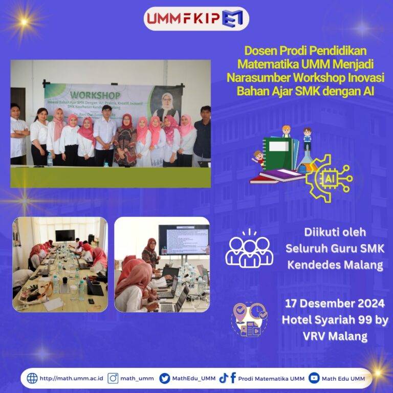 Dosen Prodi Pendidikan Matematika UMM Menjadi Narasumber Workshop Inovasi Bahan Ajar SMK dengan AI