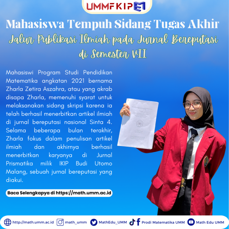 Mahasiswi Pendidikan Matematika Semester VII Sukses Tempuh Sidang Akhir melalui Publikasi Ilmiah di Jurnal Bereputasi