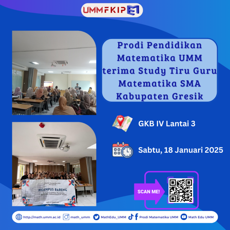 Prodi Pendidikan Matematika UMM dengan bangga menerima kunjungan Study Tiru dari Guru Matematika SMA Kabupaten Gresik