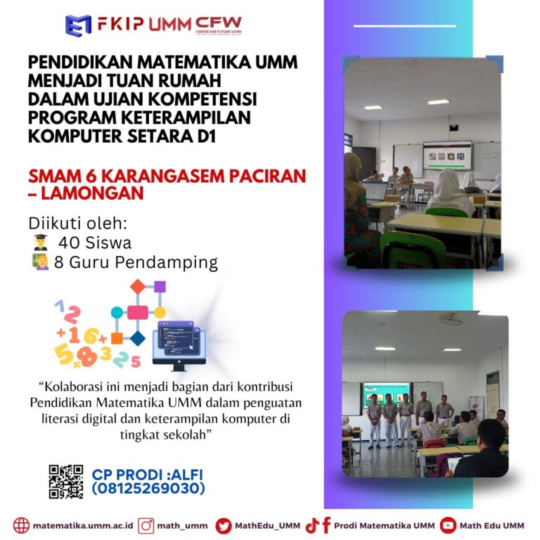 Pendidikan Matematika UMM Jadi Tuan Rumah Ujian Kompetensi Program Keterampilan Komputer Setara D1