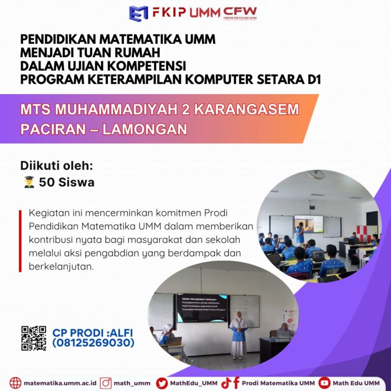 Pendidikan Matematika UMM Jadi Tuan Rumah Ujian Kompetensi Program Keterampilan Komputer Setara D1