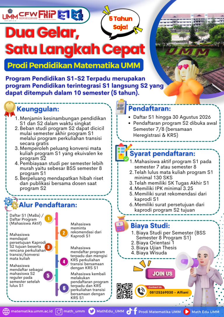 Prodi Pendidikan Matematika UMM Hadirkan Program S1–S2 Terpadu, Dua Gelar dalam 5 Tahun