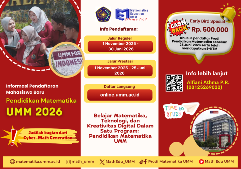 Prodi Pendidikan Matematika UMM Buka Pendaftaran Mahasiswa Baru 2026 dengan Berbagai Jalur dan Promo Menarik